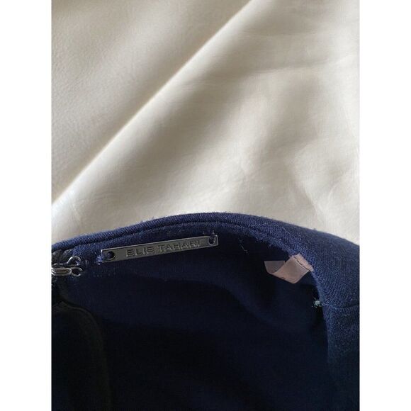 Elie Tahari Dress Navy Dark Blue Hi Low V-Neck Swing 14 Sleeveless - Picture 8 of 9